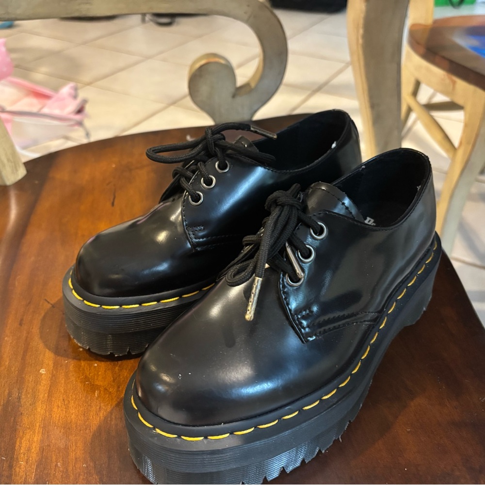 Dr. Martens Black Lace-Up Platform Loafers